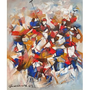Mashkoor Raza, 30 x 36 Inch, Oil on Canvas, Polo Painting, AC-MR-645